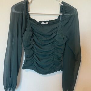 green corset blouse